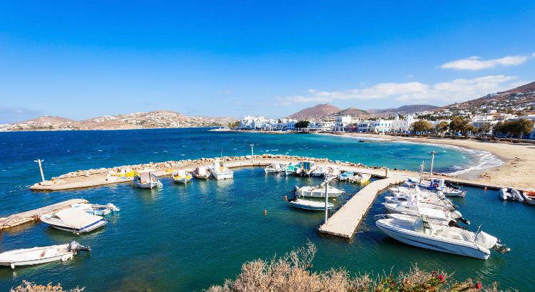 View of Parikia Port in Paros – How to Get to Santorini from Paros